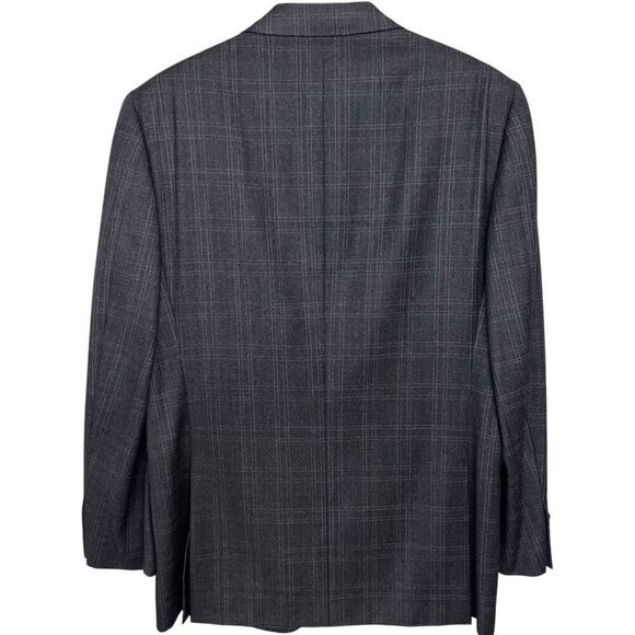 Ermenegildo Zegna Men’s Suit Jacket Blazer 42L Gray Plaid Three Button Wool Ital - Picture 2 of 5